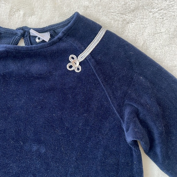 Polarn O. Pyret navy terry top w silver detail - Picture 3 of 7